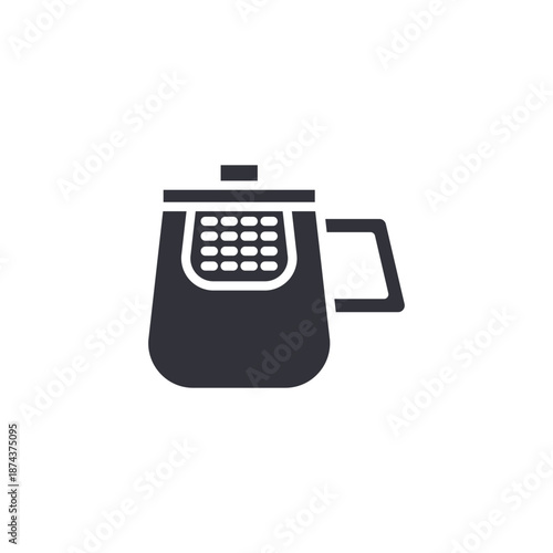 French press coffee maker icon representing manual brewing method and specialty hot drink preparation.
