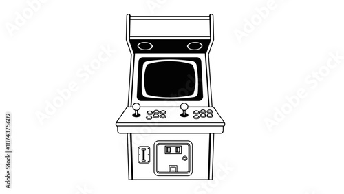 Classic Retro Arcade Machine Vector – Vintage Gaming Cabinet Illustration