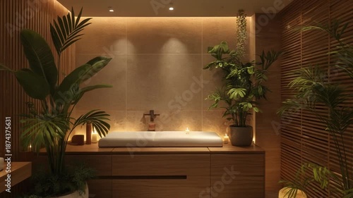 Serene Spa Bathroom Interior.