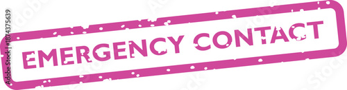 Emergency contact pink rubber stamp