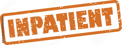 Orange inpatient stamp with white background