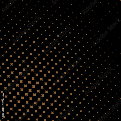 Abstract geometric background with stars. Abstract halftone pixel pattern art vector illustration background design. Halftone gradient background with grunge. Stars seamless pattern.  