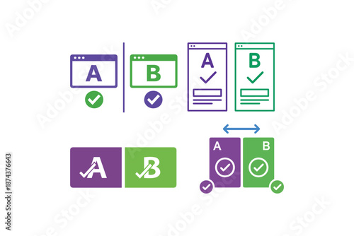 AB testing icons for digital marketing and web development
