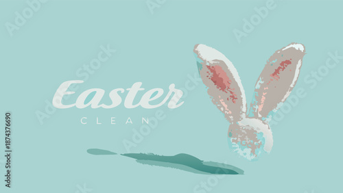 Easter bunny ears illustration with clean text on pastel background for holiday greeting