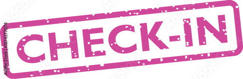 Pink checkin rubber stamp with grunge effect