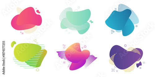 Dynamical colored forms and line. Set of abstract modern graphic elements.  Gradient abstract banners with flowing liquid shapes. Template for the design of a logo, flyer or presentation. 