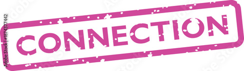 Pink connection rubber stamp on white