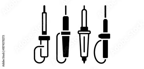 Set of various soldering iron tools icon collection for electronics repair and diy projects