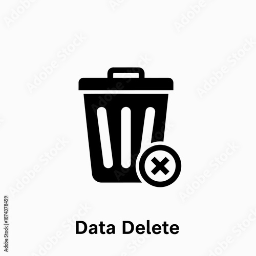 Data Delete Icon with Trash Can Symbol.
