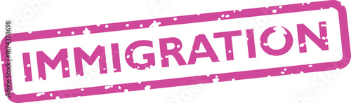 Foto Pink immigration stamp on white background