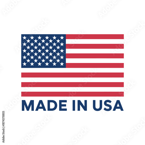 American flag with text indicating a product is made in the usa