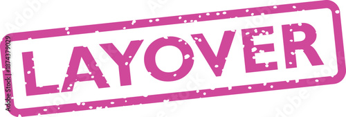 Pink layover stamp on white background