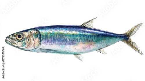 Illustrated sardine fish isolated on transparent background