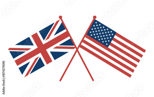 The united kingdom and united states flags crossed symbolizing international relations