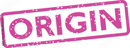 Pink rubber stamp with origin text