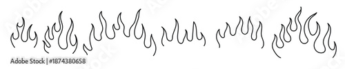 Outline flame. hand drawn doodle fire set vector