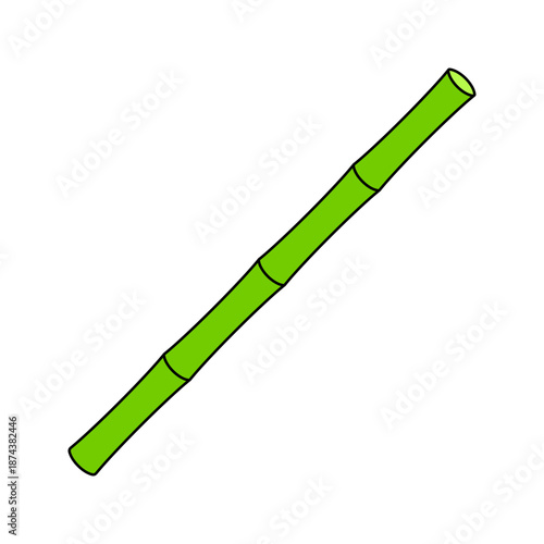 Bamboo Stick Flat design style natural stick material symbolizing handmade construction ideal for craft structures and decor projects.