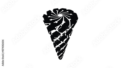 Black and white illustration of a seashell