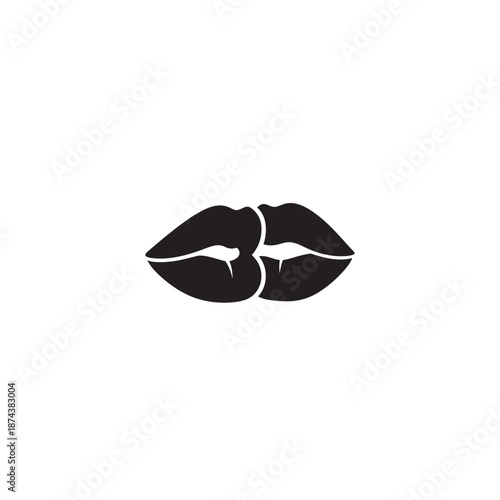 Black lips kiss mark icon on white background.