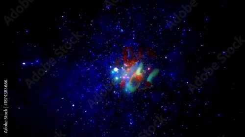 Animation of space nebula towards light loop Animation. Glowing galaxies and stars passing footage video background, Starry night sky motion video moving along the Milky Way