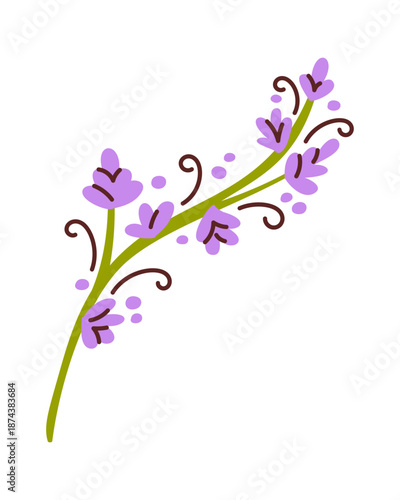 Delicate lavender twig meticulously bent