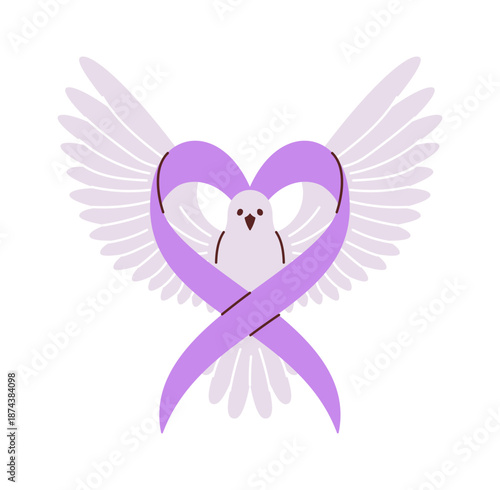 Pigeon bird and cancer ribbon