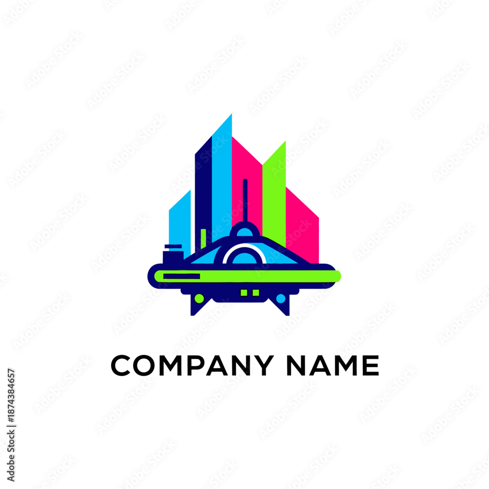 Obraz premium Colorful Logo Design with Cityscape Elements.