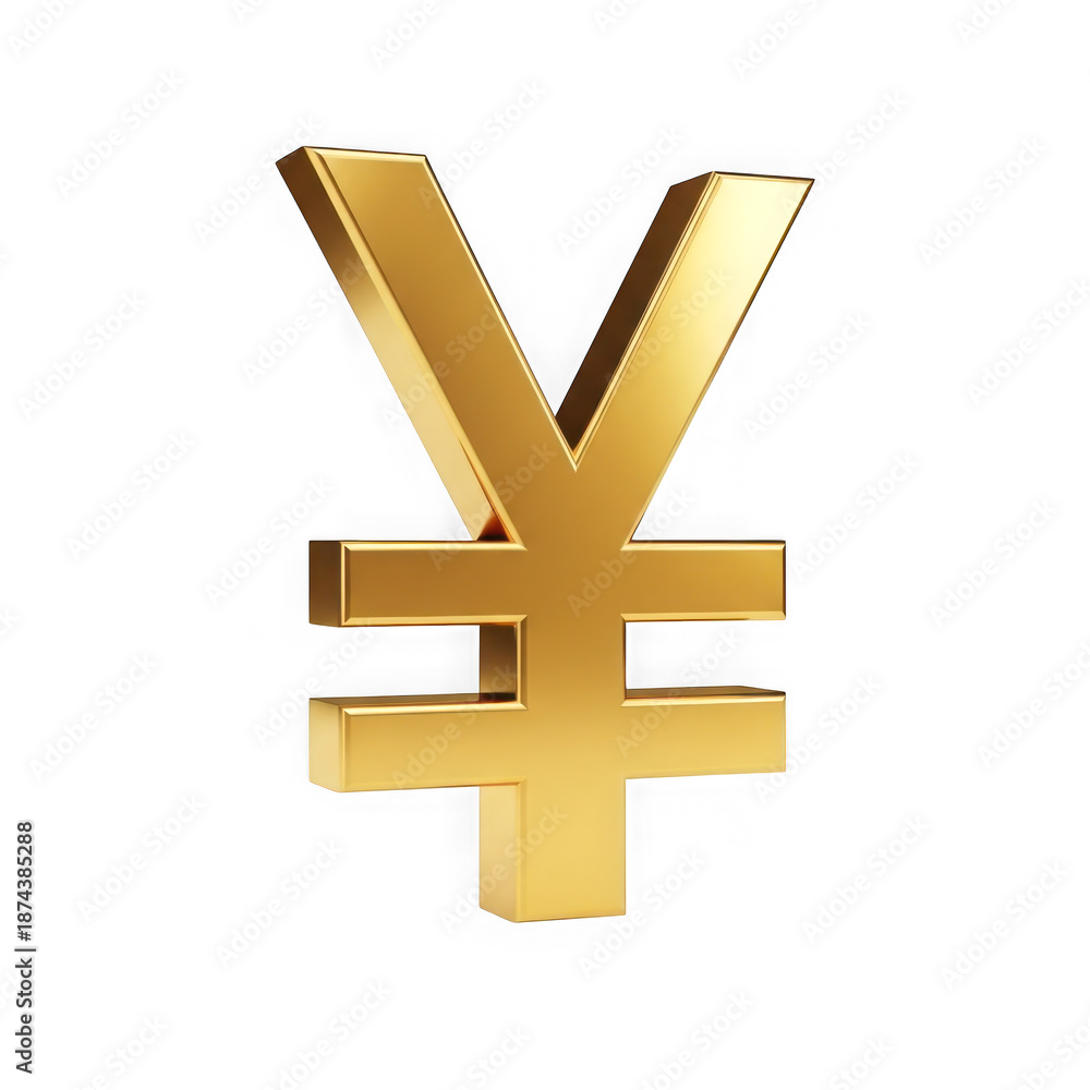 Obraz premium Three-dimensional golden yen symbol isolated on transparent background