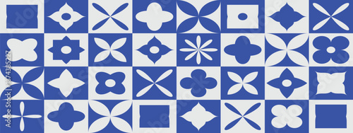 seamless abstract flower shape pattern bold swiss mosaic