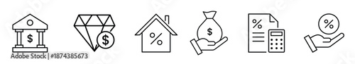 set of credit loan icon collection mortgage credit debt 