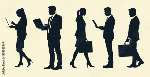 silhouette of diverse business professionals engaging with