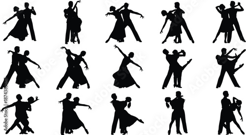 Silhouette set of people in powerful martial arts and fighting action poses, dynamic combat movement collection isolated on white background, strength, agility and performance conceptWeb