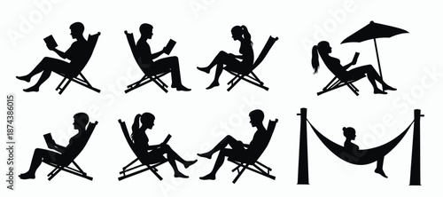  silhouettes of diverse individuals reading in various 