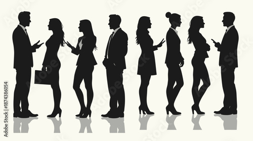  silhouettes of diverse men and women in conversation