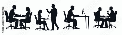  silhouettes of diverse professional interactions at 