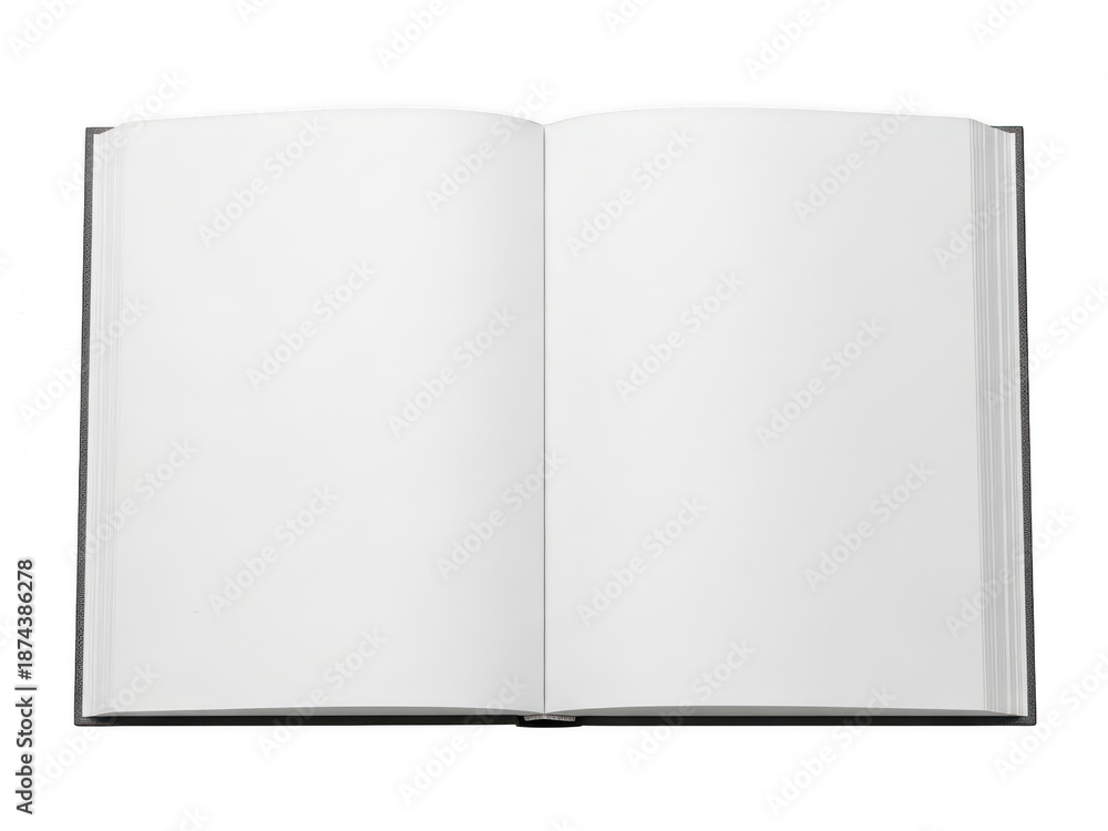 Naklejka premium Open book with blank pages ready for writing isolated on transparent background