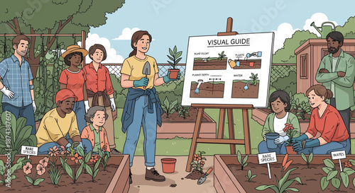 Gardening Workshop Community Learning About Planting Techniques.