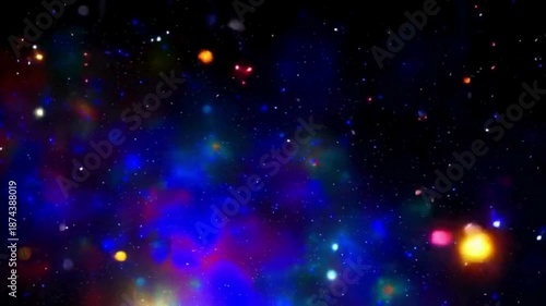 Animation of space nebula towards light loop Animation. Glowing galaxies and stars passing footage video background, Starry night sky motion video moving along the Milky Way