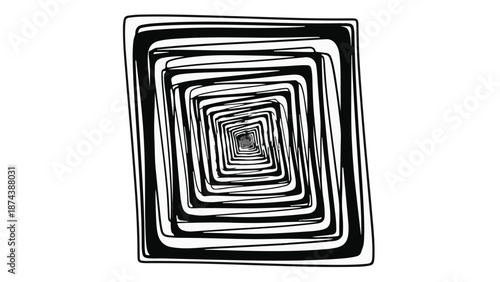 Abstract black and white square maze pattern