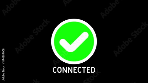 Connecting icon animation with glow effect. on dark background. 4k video.