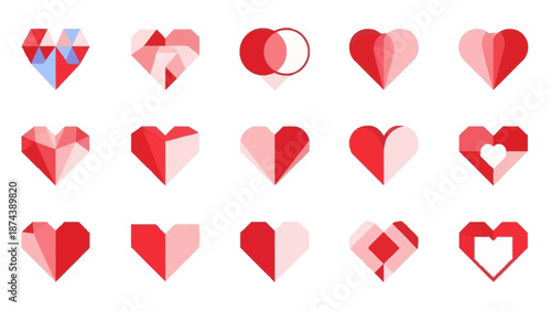 Collection of Red and Pink Heart Shapes.