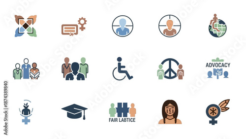 Collection of Social Justice and Equality Icons.
