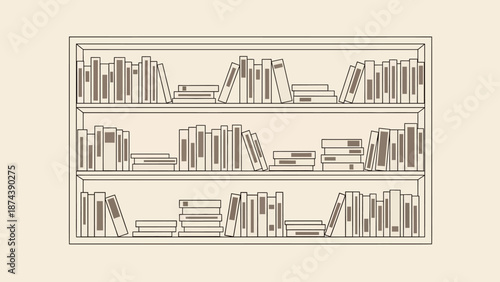 Bookshelf with assorted books in illustration.