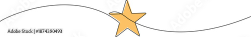 continuous line drawing of single star shape, line art vector illustration