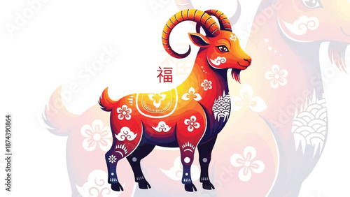 Colorful decorative horse illustration with traditional patterns and festive motifs.