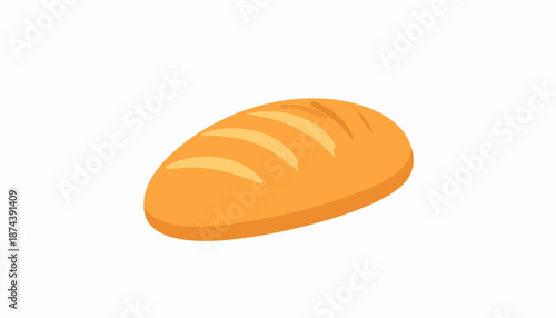 A freshly baked loaf of bread on a clean white background