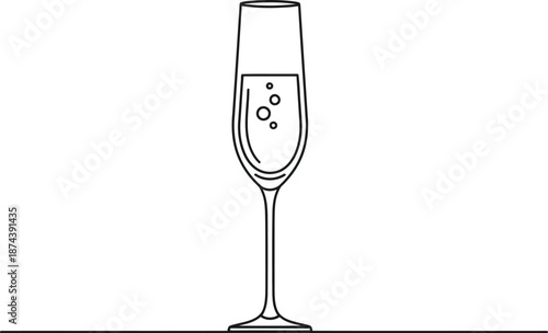 Elegant champagne flute filled with bubbly liquid