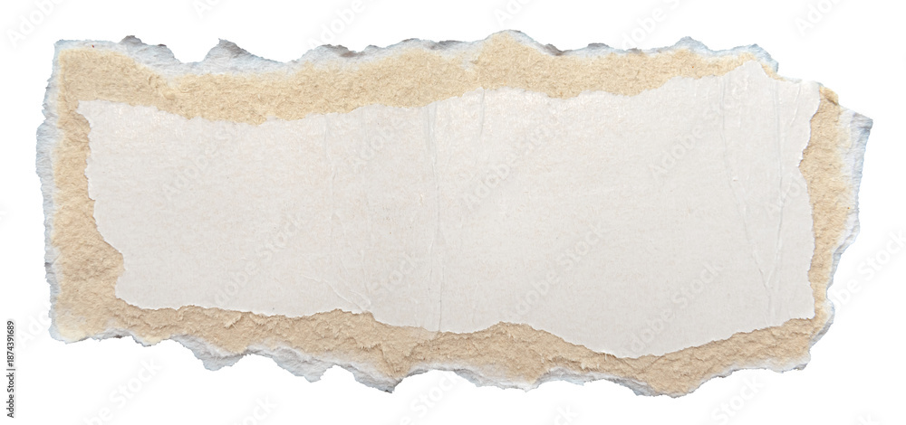 Naklejka premium Piece of torn cardboard on a white background. Torn cardboard isolate