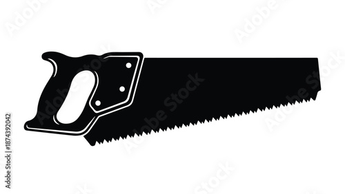 Black silhouette of a handsaw on a white background