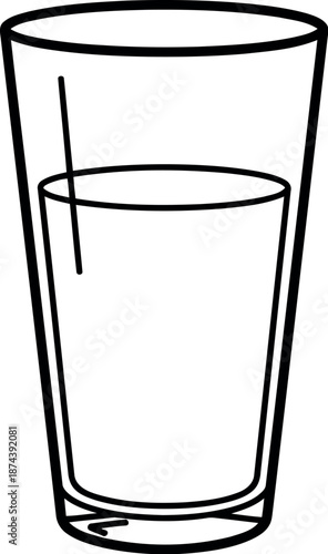 Simple line drawing of a tall glass filled with water